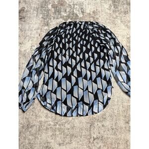 Diane Von Furstenberg Geometric Print Silk Blouse Size 0 Career Office Designer